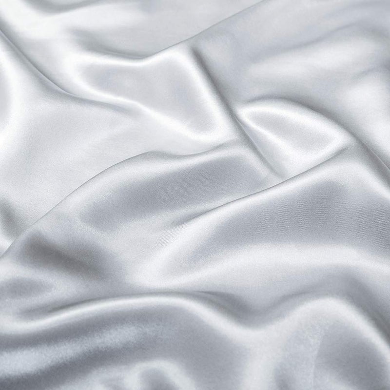 Luxbedding Satin Bed Sheets King Size Sheets, Silver Grey Silk Sheets, 4 - Pieces Soft Bedding Set with 1 Deep Pocket Fitted Sheet,1 Flat Sheet,2 Pillowcase - Image 2